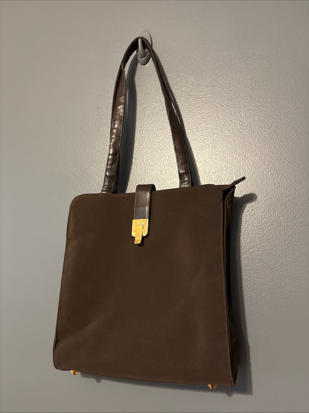 Liz Claiborne Dark Brown Shoulder Tote with Gold Hardware